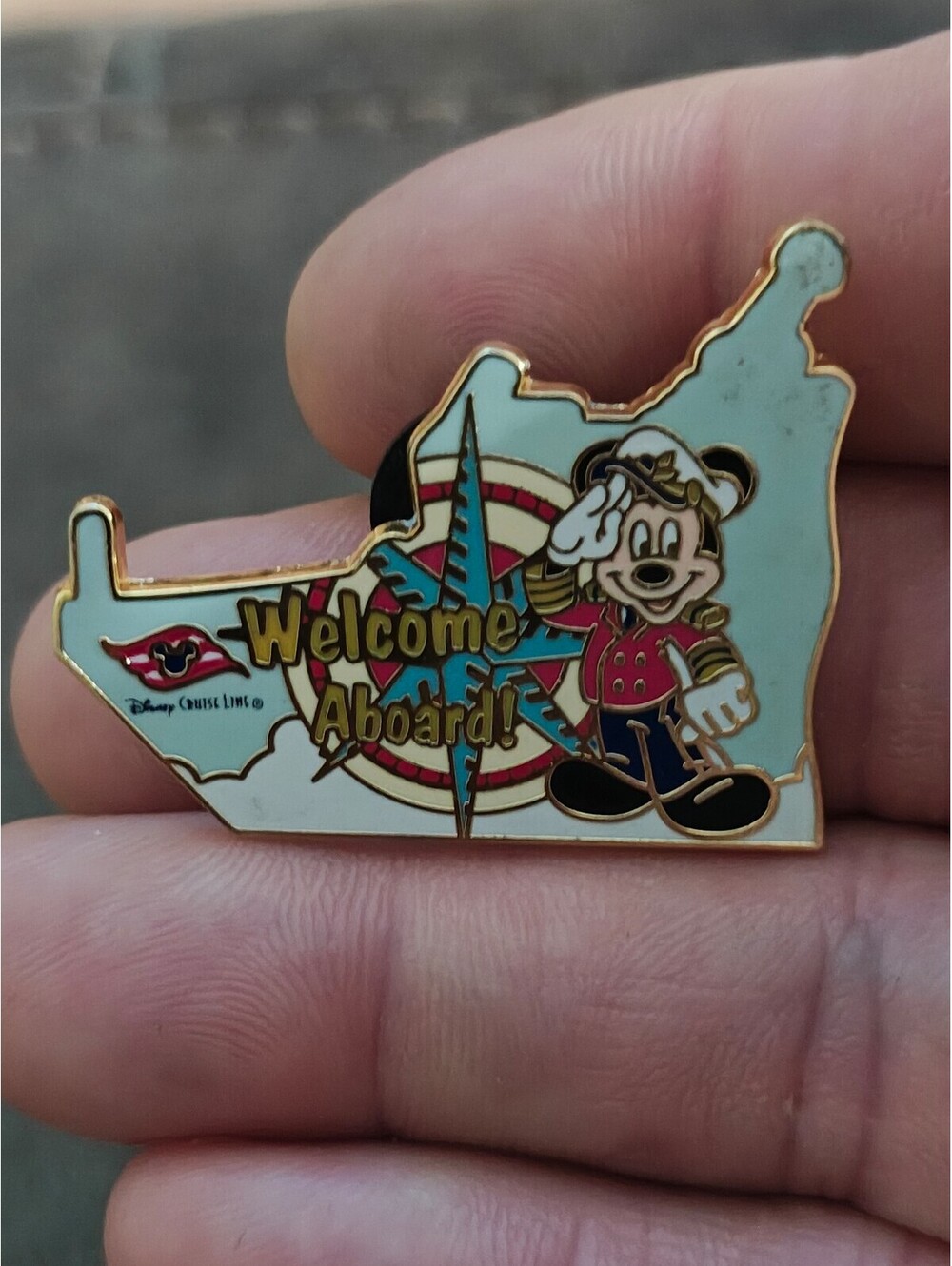 2008 Disney Cruise Line Gold Tone Enamel Pin Featuring Captain Mickey Mouse